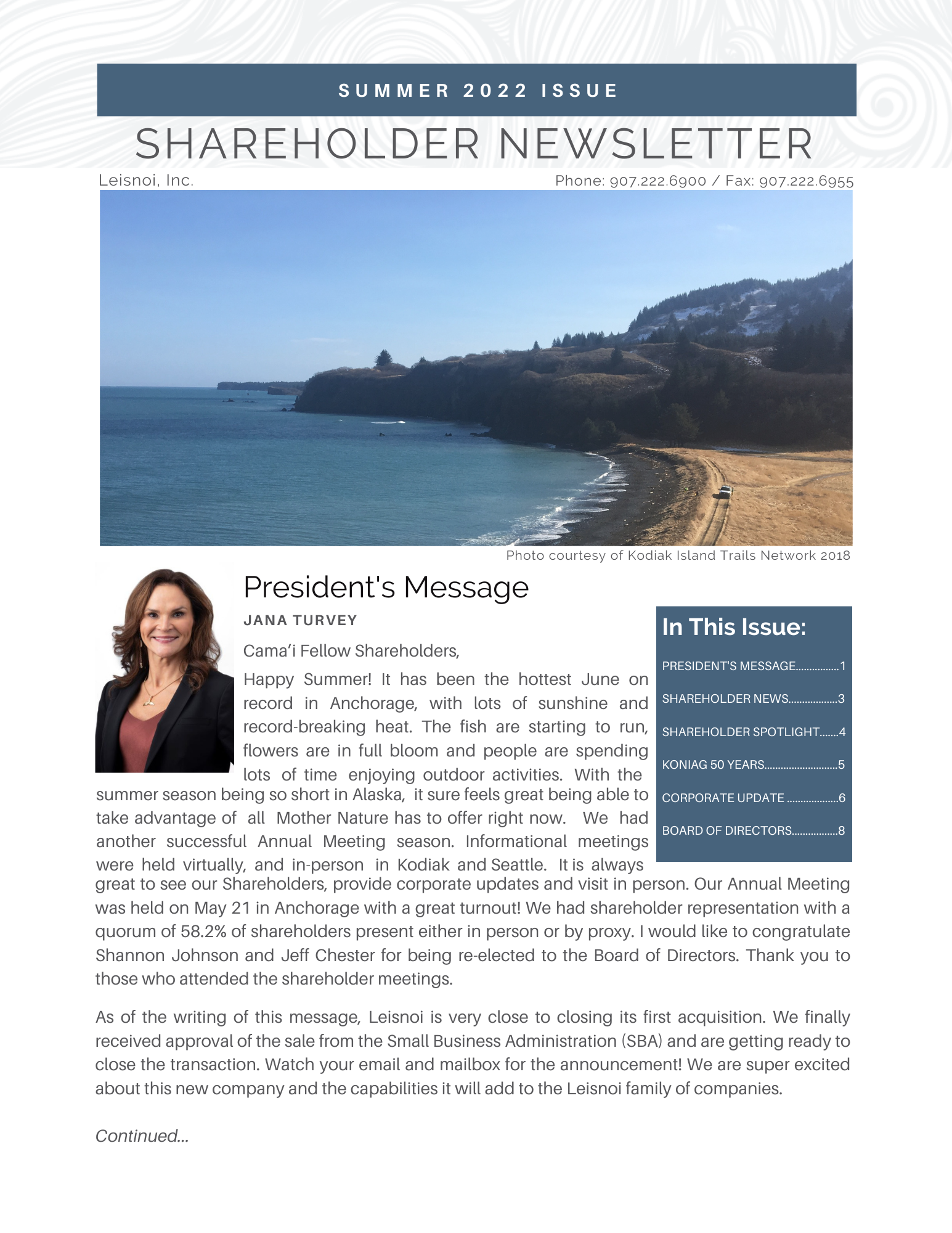 Shareholder Newsletter Summer 2022