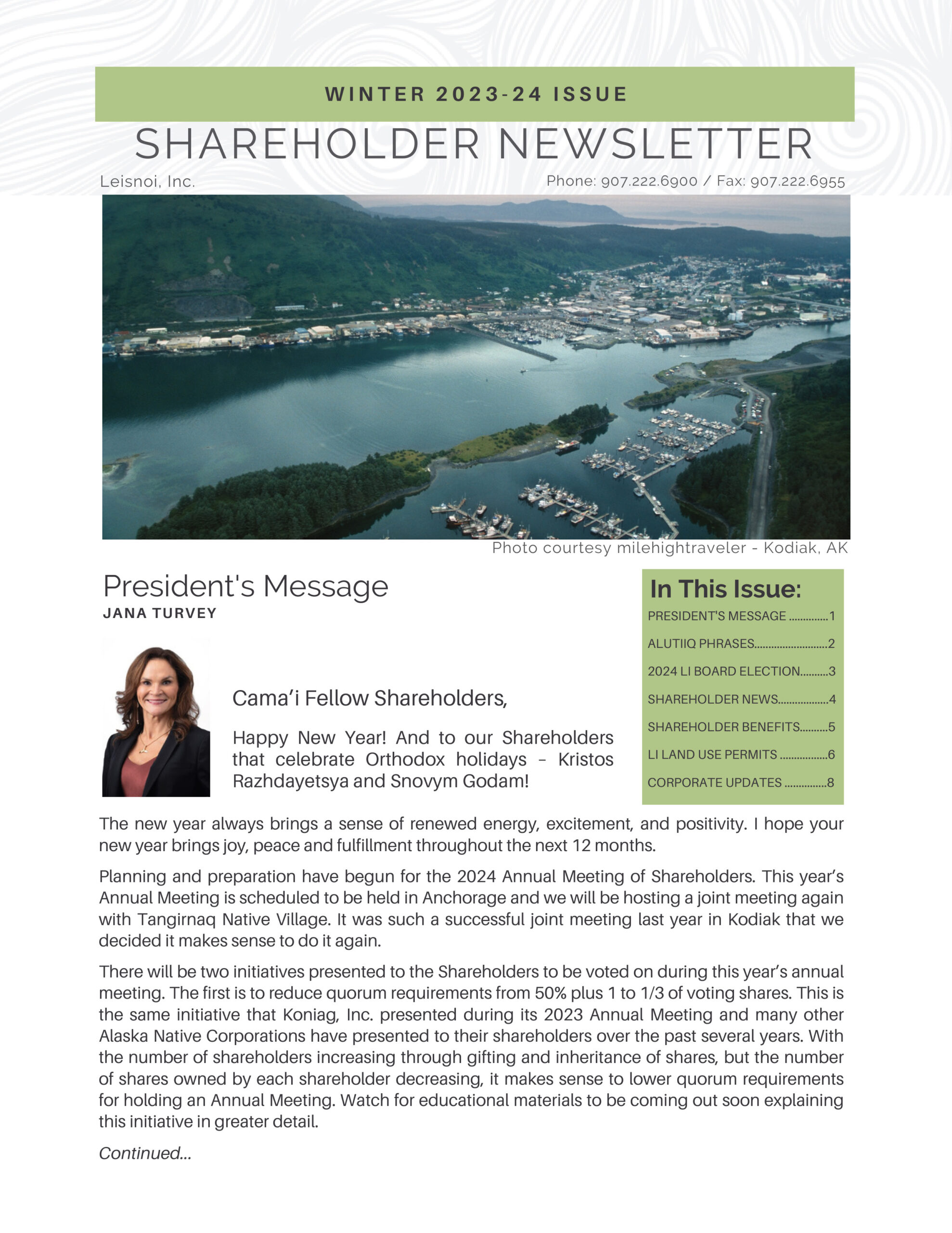 2023-2024 Shareholder Newsletter – Winter Edition